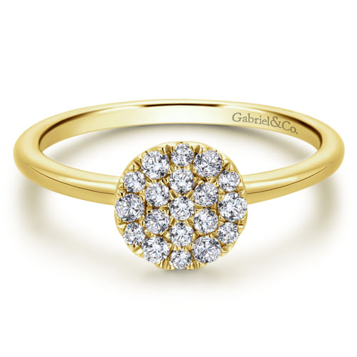 14K Yellow Gold Classic Round Diamond Pavé Ring