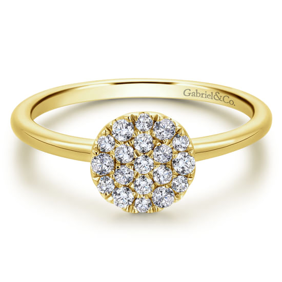 Gabriel - 14K Yellow Gold Classic Round Diamond Pavé Ring