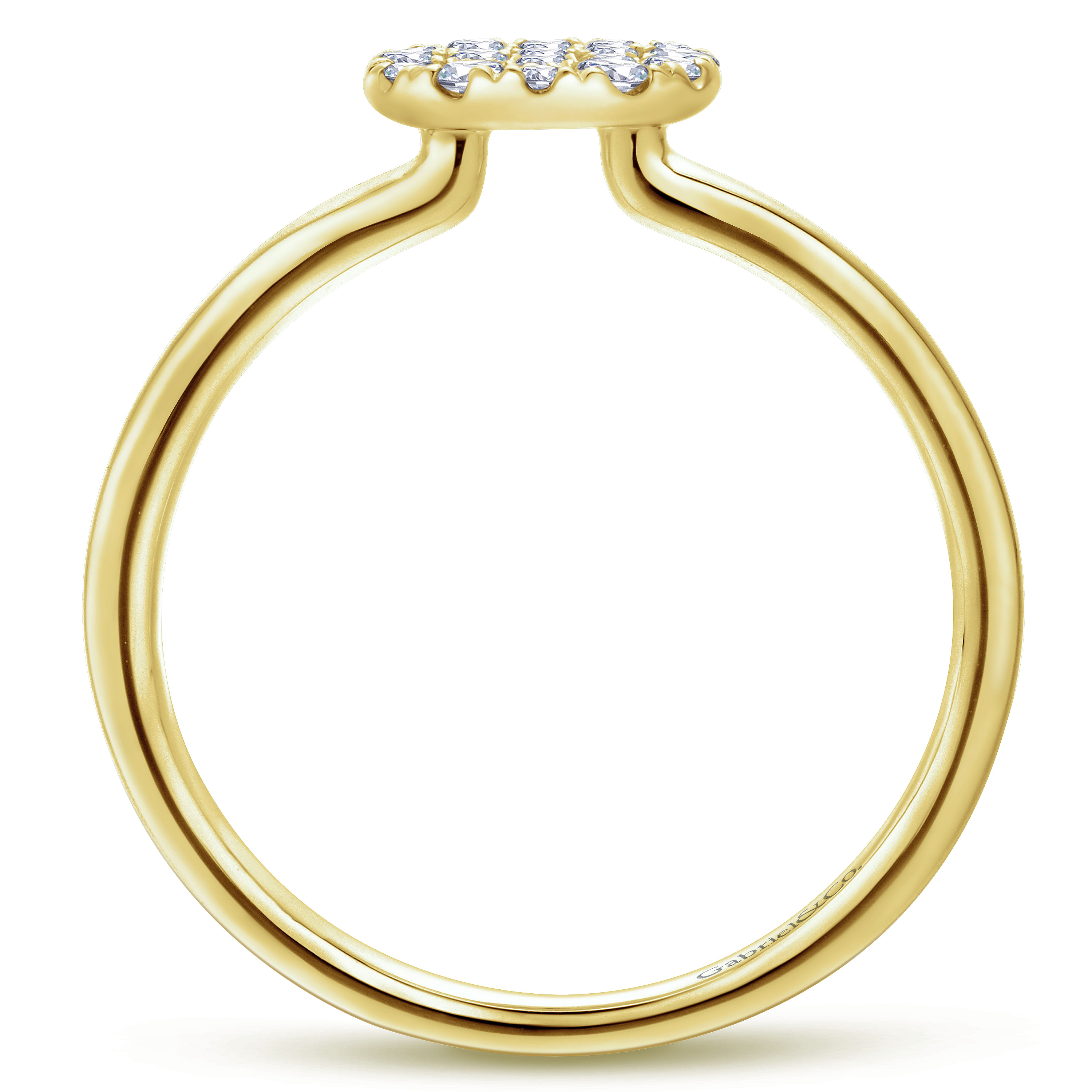 14K Yellow Gold Classic Round Diamond Pavé Ring