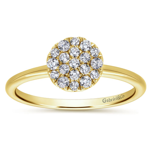 14K Yellow Gold Classic Round Diamond Pavé Ring