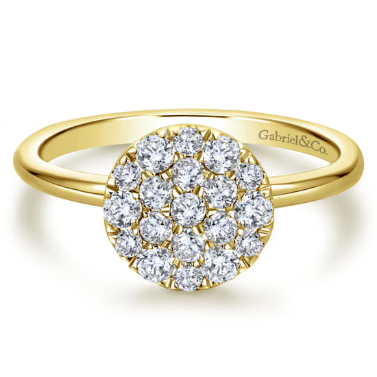 Gabriel - 14K Yellow Gold Classic Round Diamond Pavé Ring