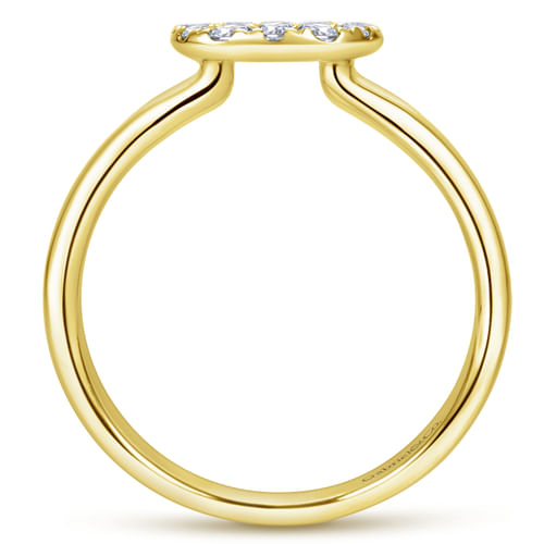 14K Yellow Gold Classic Round Diamond Pavé Ring