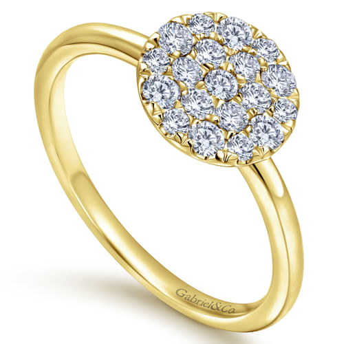 14K Yellow Gold Classic Round Diamond Pavé Ring