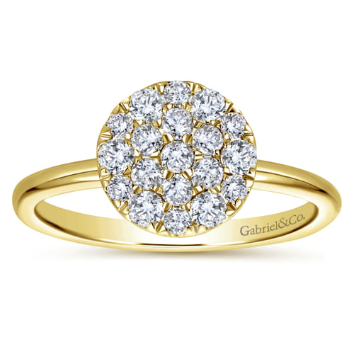 14K Yellow Gold Classic Round Diamond Pavé Ring