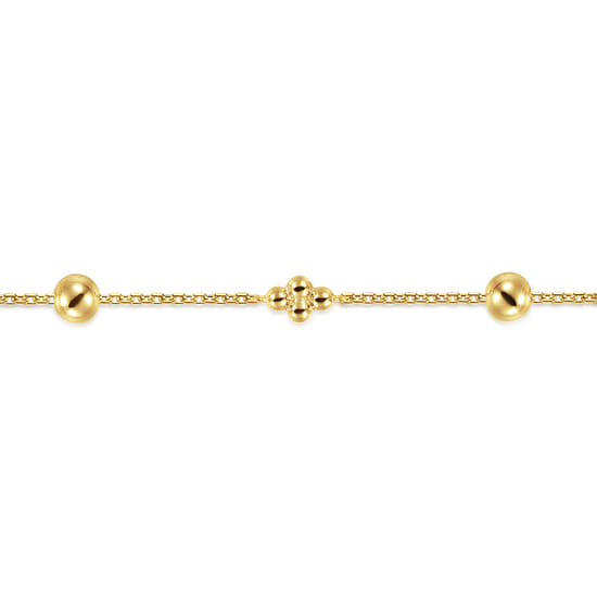 14K Yellow Gold Clover Station Bracelet-Bujukan angle 2