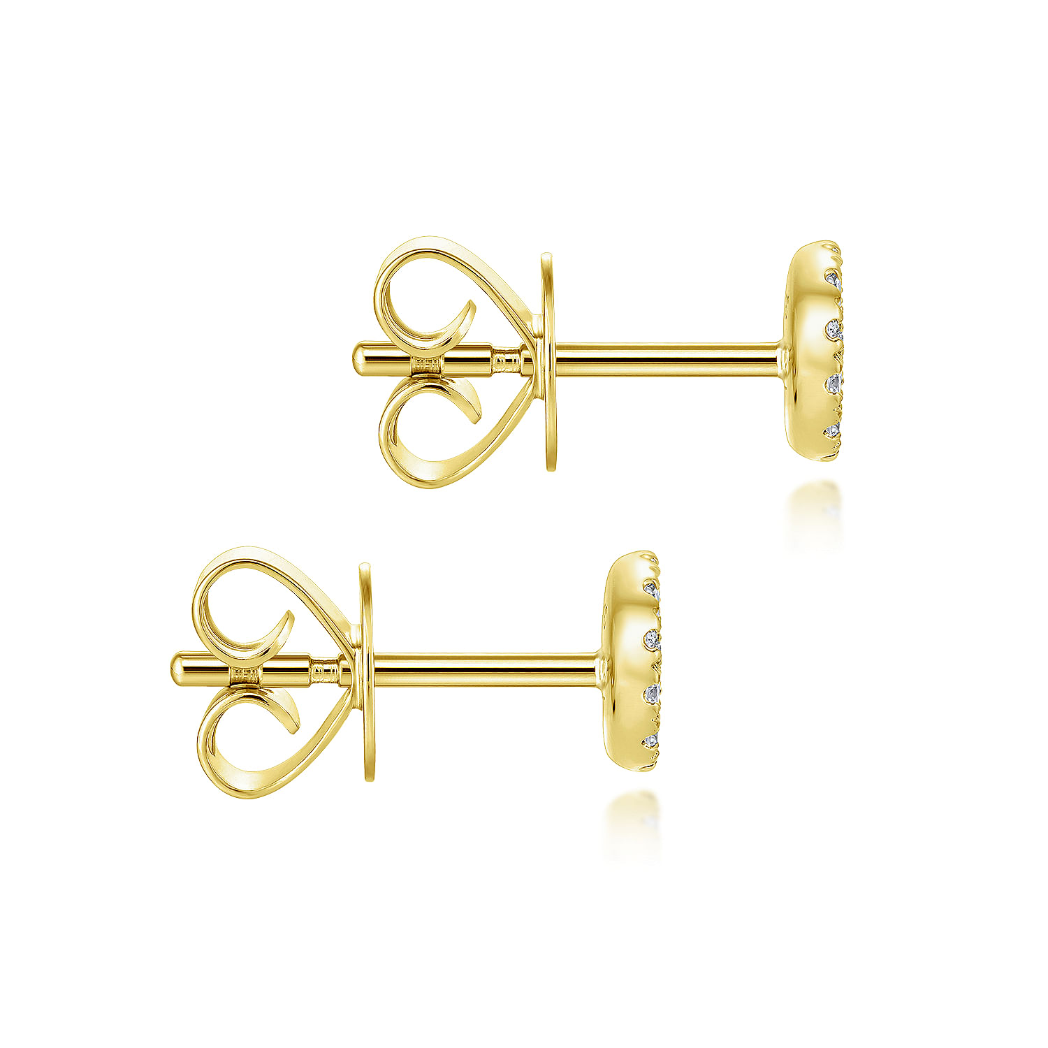 14K Yellow Gold Cluster Diamond Stud Earrings