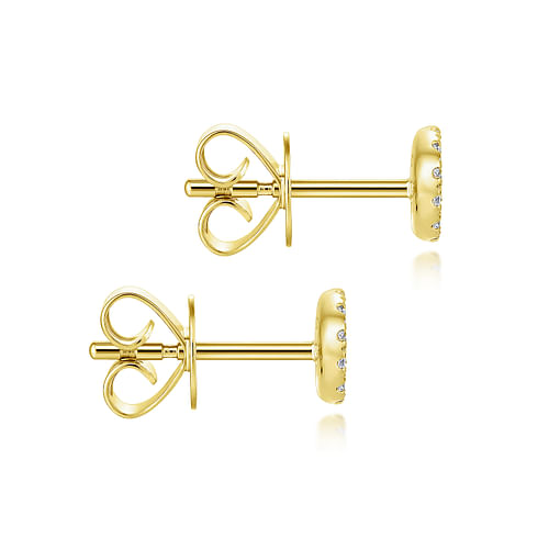 14K Yellow Gold Cluster Diamond Stud Earrings