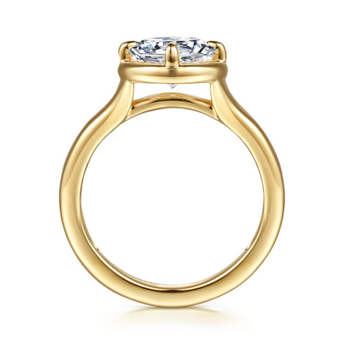 14K Yellow Gold Compass Bezel Prong Round Solitaire Diamond Engagement Ring