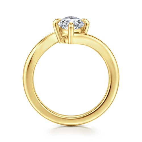 14K Yellow Gold Compass Prong Bypass Marquise Shape Diamond Engagement Ring