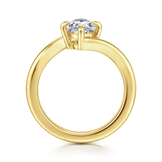 14K Yellow Gold Compass Prong Bypass Marquise Shape Diamond Engagement Ring angle 2