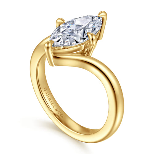 14K Yellow Gold Compass Prong Bypass Marquise Shape Engagement Ring 14K Yellow Gold Compass Prong Bypass Marquise Shape Engagement Ring
