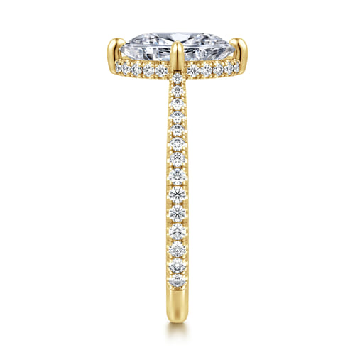 14K Yellow Gold Compass Prong Oval Diamond Engagement Ring