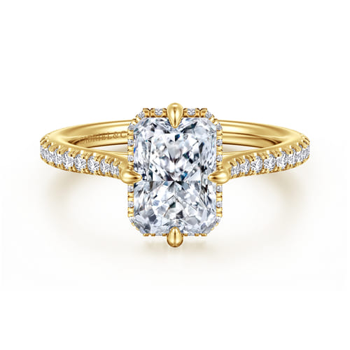 14K Yellow Gold Compass Prong Radiant Cut Diamond Engagement Ring