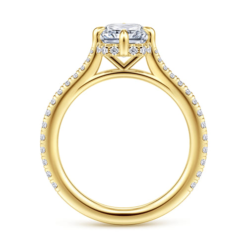 14K Yellow Gold Compass Prong Radiant Cut Diamond Engagement Ring