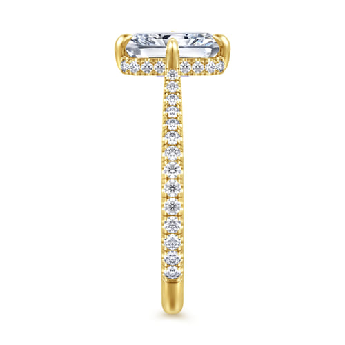 14K Yellow Gold Compass Prong Radiant Cut Diamond Engagement Ring