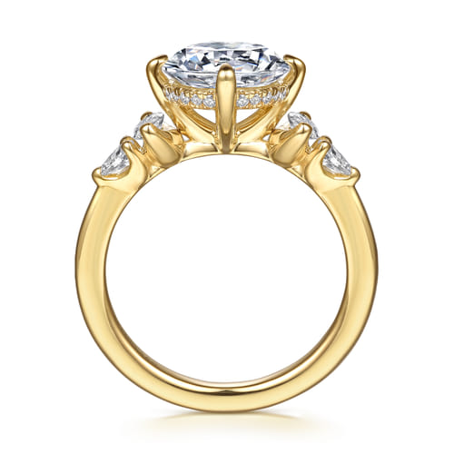 14K Yellow Gold Compass Prong Round Diamond Engagement Ring