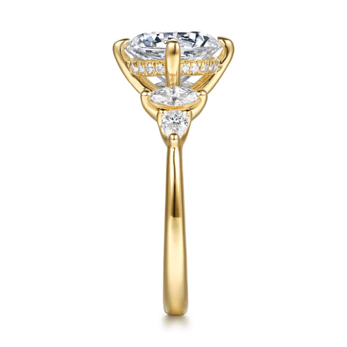14K Yellow Gold Compass Prong Round Diamond Engagement Ring
