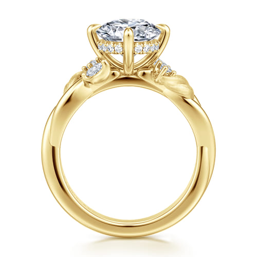 14K Yellow Gold Compass Prong Round Diamond Engagement Ring