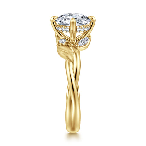14K Yellow Gold Compass Prong Round Diamond Engagement Ring