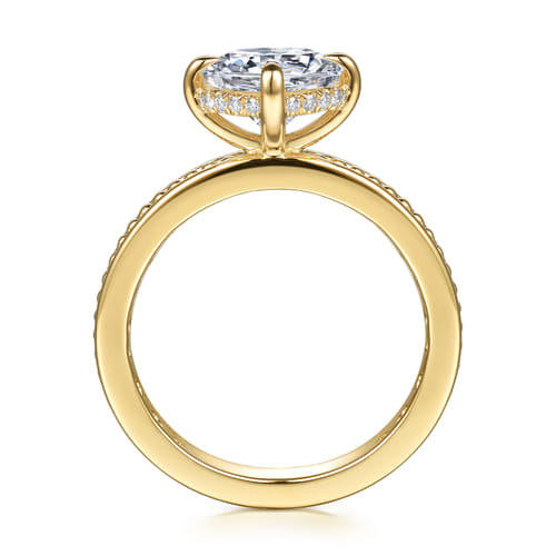 14K Yellow Gold Compass Prong Round Diamond Engagement Ring