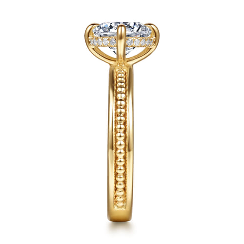 14K Yellow Gold Compass Prong Round Diamond Engagement Ring