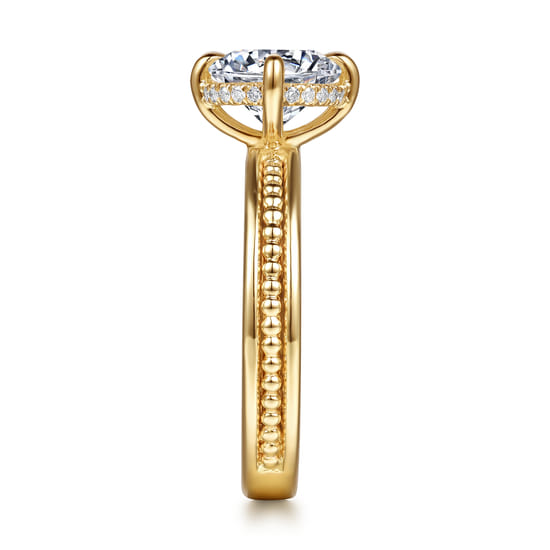 14K Yellow Gold Compass Prong Round Diamond Engagement Ring angle 5