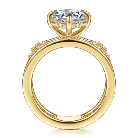 14K Yellow Gold Compass Prong Round Diamond Engagement Ring angle 2