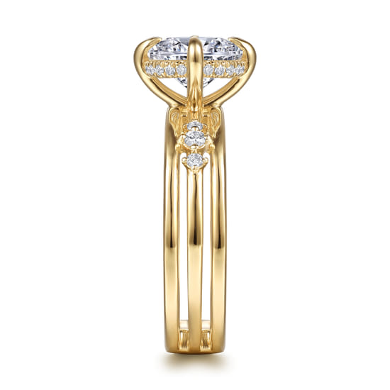 14K Yellow Gold Compass Prong Round Diamond Engagement Ring angle 5