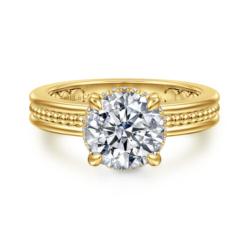 14K Yellow Gold Compass Prong Round Diamond Engagement Ring 14K Yellow Gold Compass Prong Round Diamond Engagement Ring