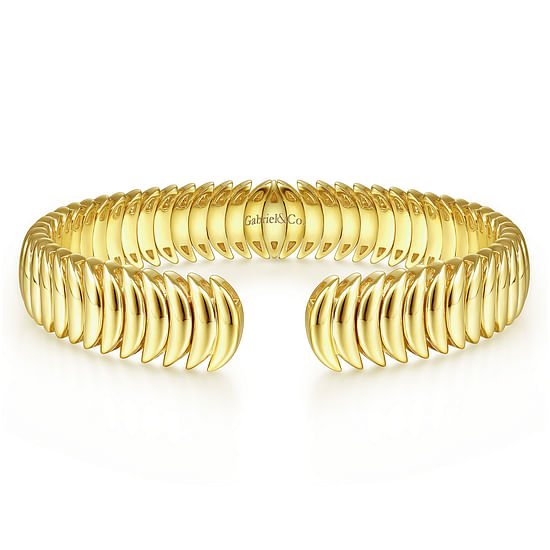 Gabriel - 14K Yellow Gold Crescent Moon Open Cuff Bracelet