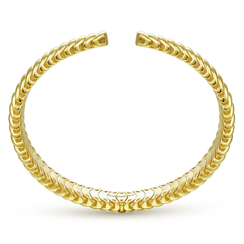 14K Yellow Gold Crescent Moon Open Cuff Bracelet