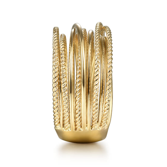 14K Yellow Gold Criss Crossing Twisted Rope Ring angle 4