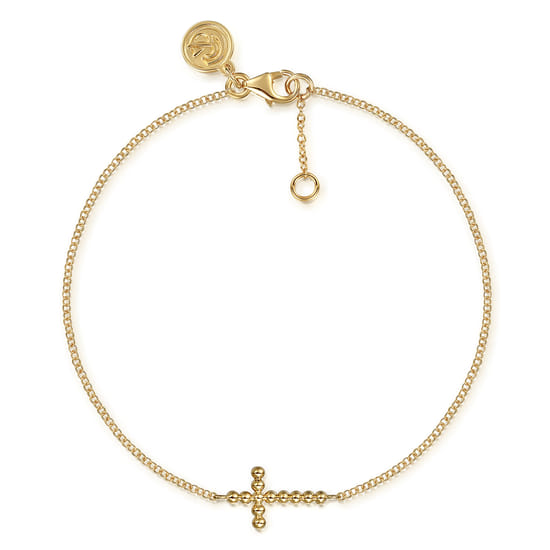 14K Yellow Gold Cross Bracelet-Bujukan 14K Yellow Gold Cross Bracelet-Bujukan