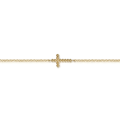 14K Yellow Gold Cross Bracelet-Bujukan