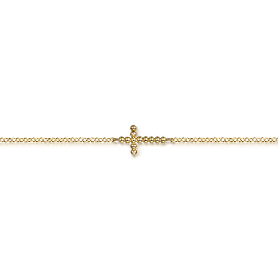 14K Yellow Gold Cross Bracelet-Bujukan angle 2 14K Yellow Gold Cross Bracelet-Bujukan angle 2