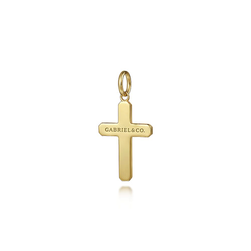 14K Yellow Gold Cross Pendant with Vertical Brush