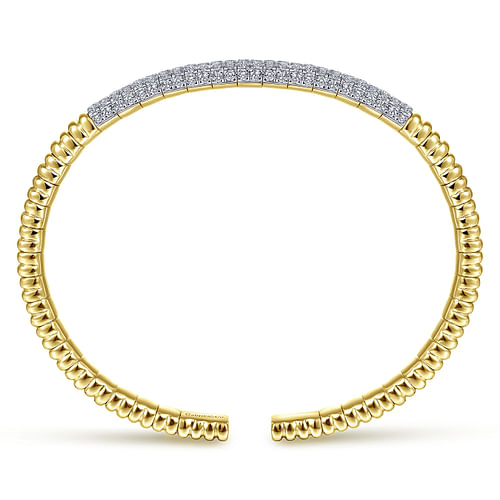 14K Yellow Gold Cuff Bracelet with Diamond Pavé Station