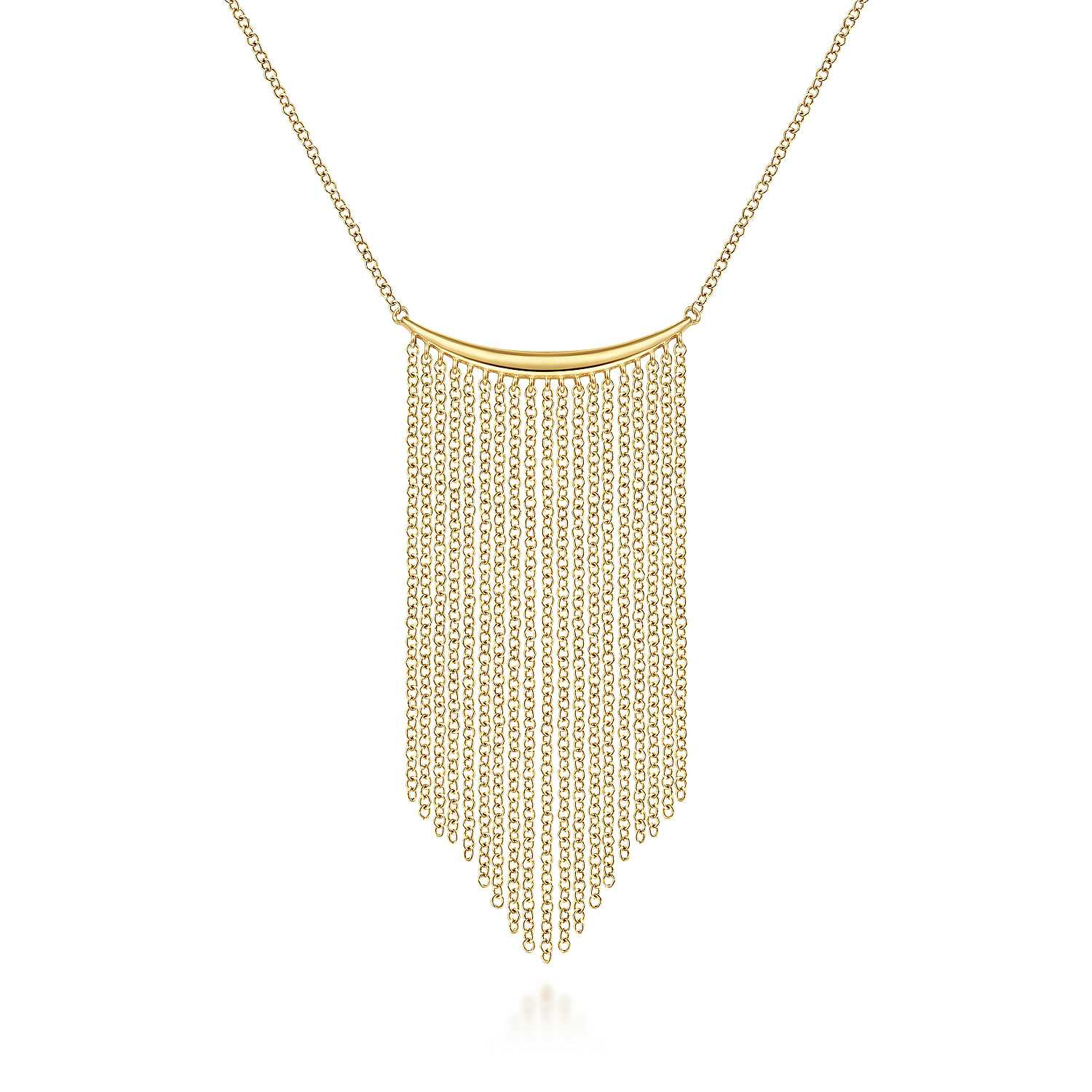 Gabriel - 14K Yellow Gold Curved Bar and Waterfall Chain Necklace