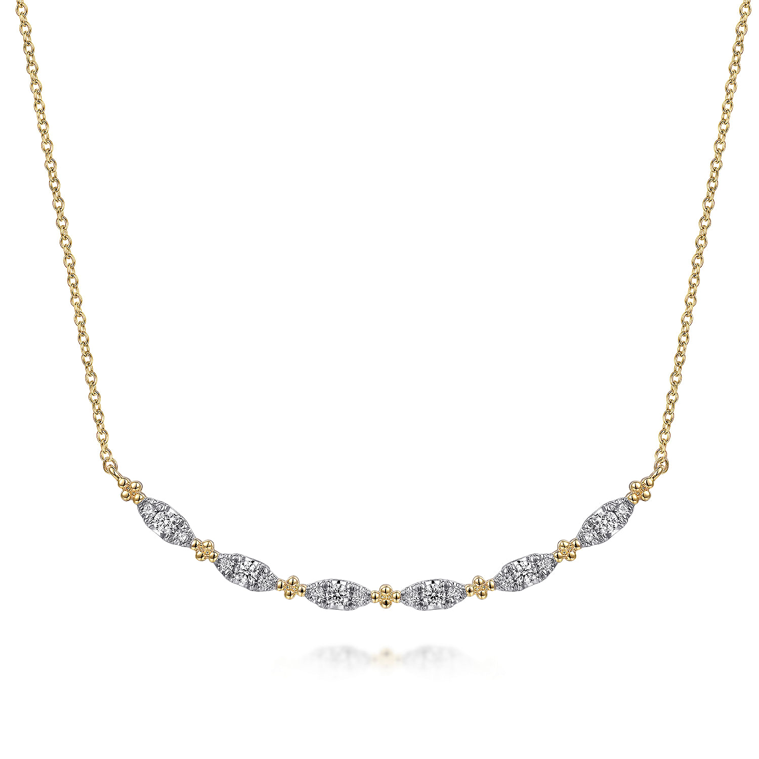 Gabriel - 14K Yellow Gold Curved Bujukan Bar Diamond Necklace