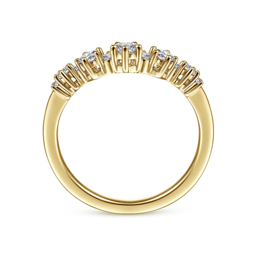 14K Yellow Gold Curved Diamond Anniversary Band