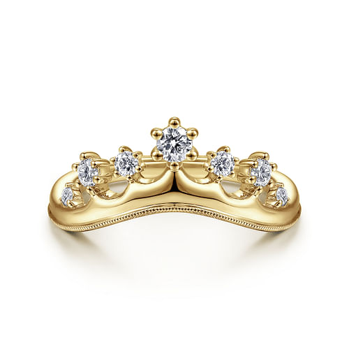 14K Yellow Gold Curved Diamond Anniversary Band