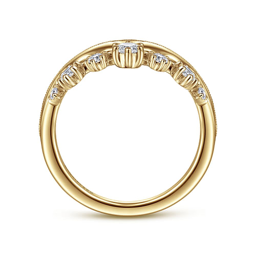 14K Yellow Gold Curved Diamond Anniversary Band