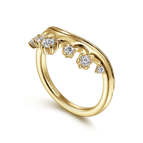 14K Yellow Gold Curved Diamond Anniversary Band