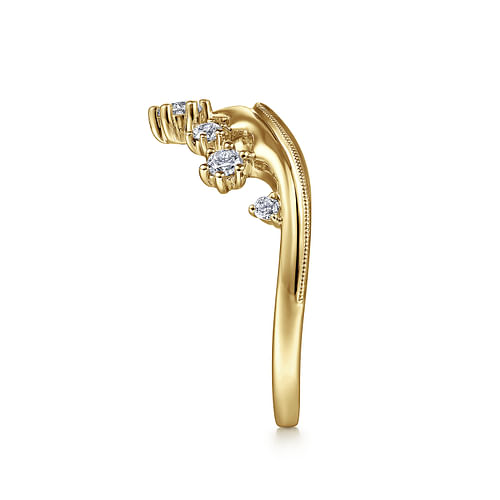 14K Yellow Gold Curved Diamond Anniversary Band