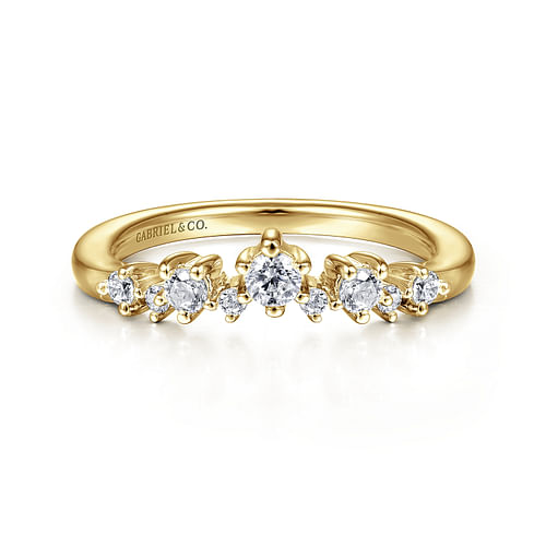 14K Yellow Gold Curved Diamond Anniversary Band