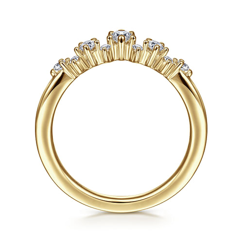 14K Yellow Gold Curved Diamond Anniversary Band