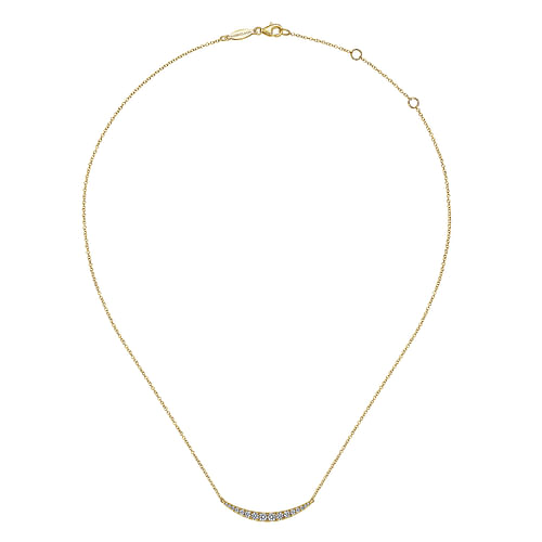 14K Yellow Gold Curved Diamond Bar Necklace