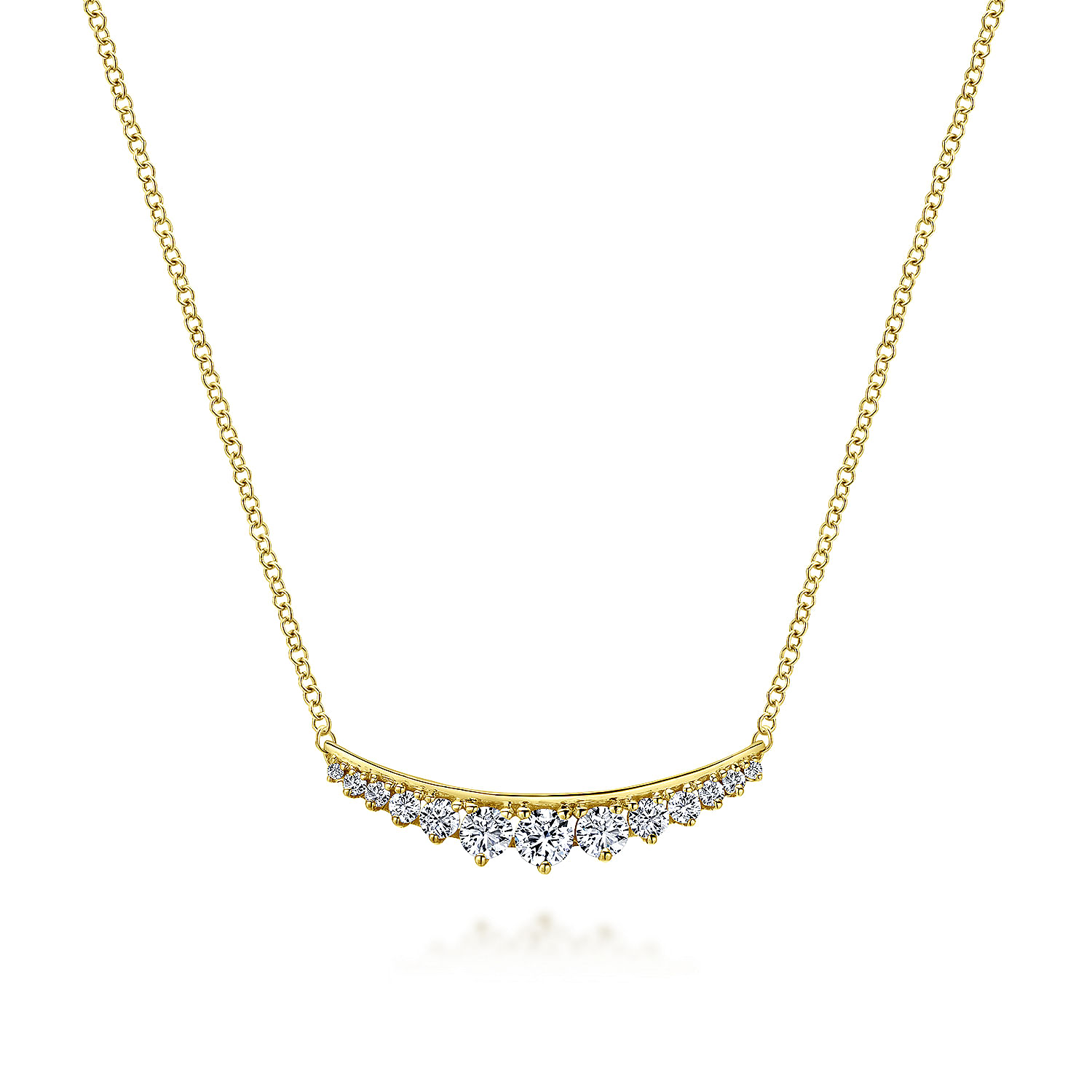 Gabriel - 14K Yellow Gold Curved Diamond Bar Necklace