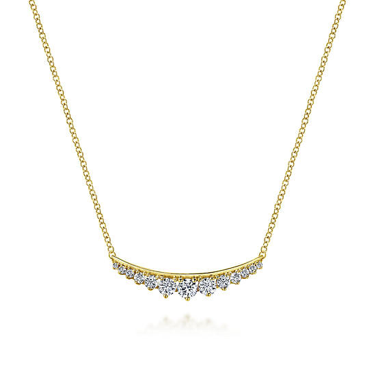 Gabriel - 14K Yellow Gold Curved Diamond Bar Necklace