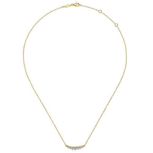 14K Yellow Gold Curved Diamond Bar Necklace